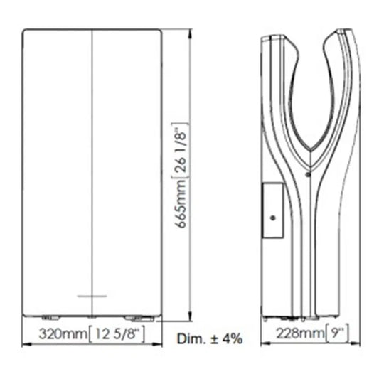 Asciugamani automatico realizzato in plastica ABS nera Dualflow Plus Mediclinics Mediclinics