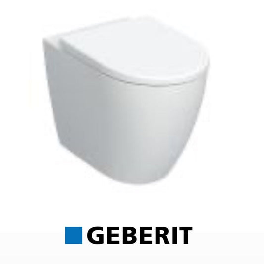 Geberit ICON vaso a pavimento, a filo parete, RIMFREE® con sedile con discesa ammortizzata, colore bianco finitura lucido .