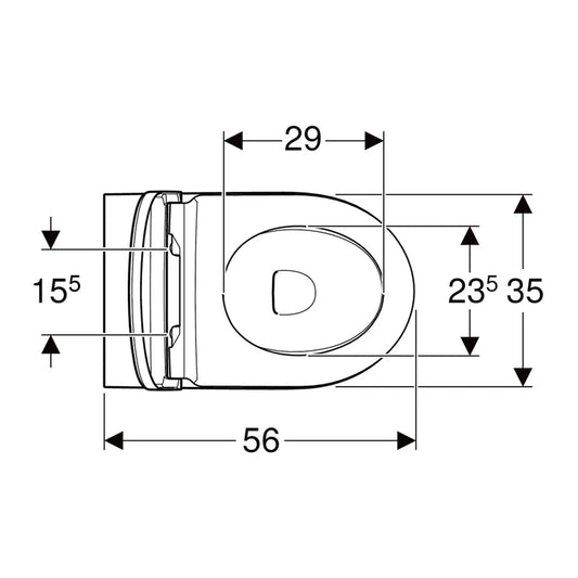 Geberit ICON vaso a pavimento, a filo parete, RIMFREE® con sedile con discesa ammortizzata, colore bianco finitura lucido .